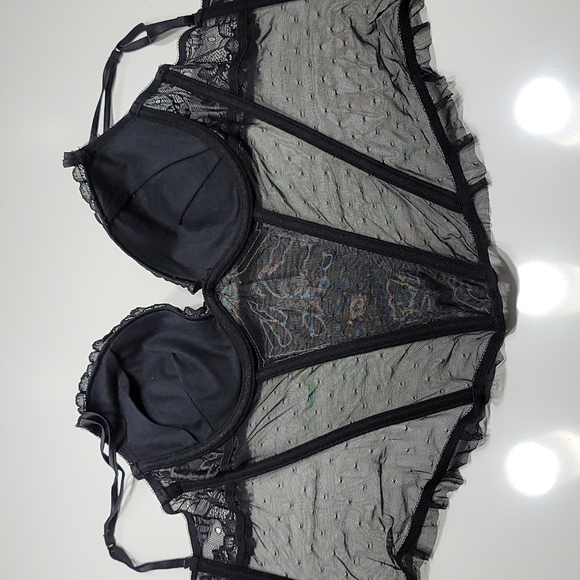 Silk & Satin Push Up Bra Bustier, Size Large - Picture 10 of 13